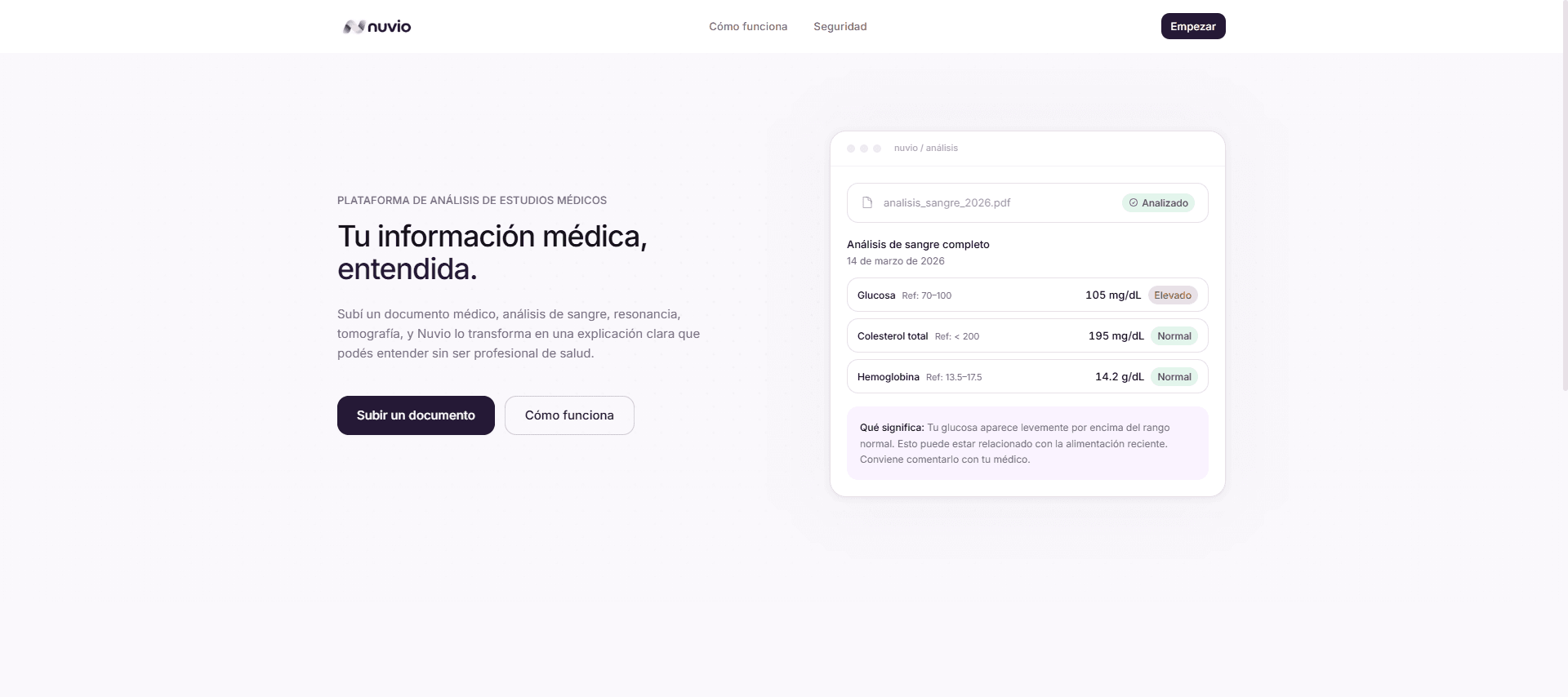 Nuvio — Aplicación web para análisis de estudios médicos con IA